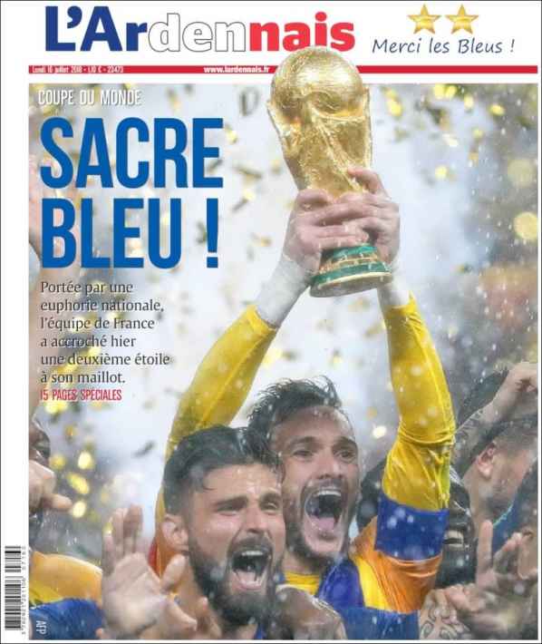 قهرمان جام جهانی 2018 نشریات فرانسوی