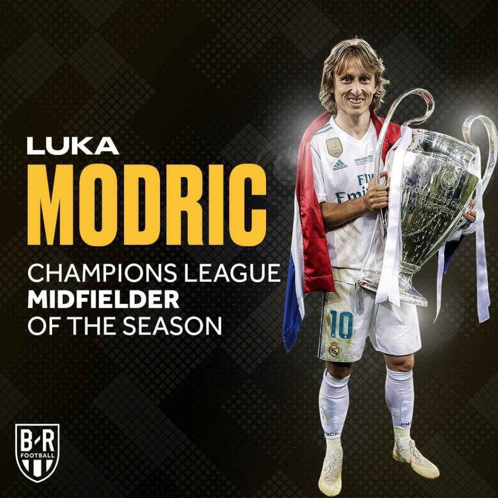 لوکا مودریچ بهترین هافبک فصل گذشته لیگ قهرمانان اروپا