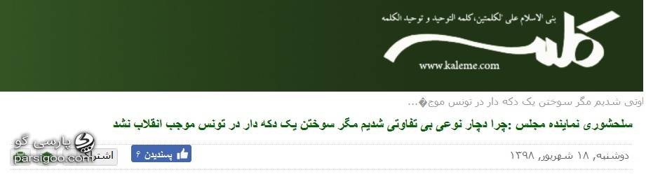 ذوق زدگی سایت کلمه محور رسانه ای فتنه 88 از مواضع پروانه سلحشوری درباره انقلاب تونس و دختر آبی