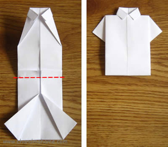 آموزش درست کردن جعبه کادو روز پدر کاغذ را از یک سانتی متر زیر وسط آن تا زده و کاغذ را دولا کنید