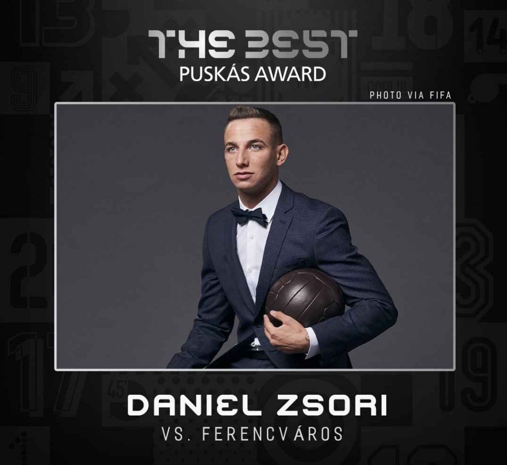 پوستر جایزه daniel zsori دنیل زوری به عنوان بهترین گل سال 2019