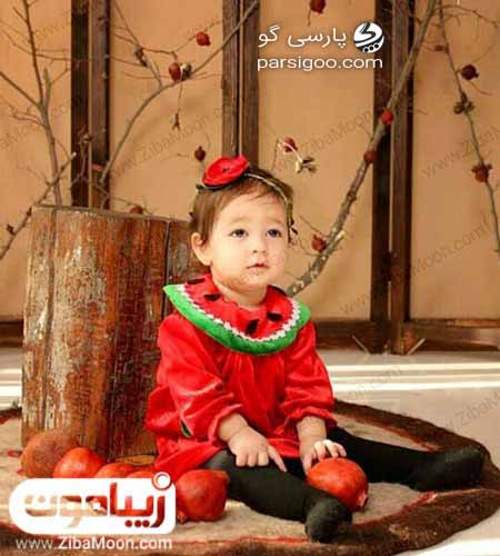 نوزاد با لباس طرح انار ویژه یلدا