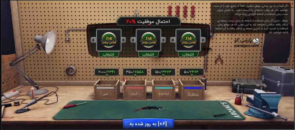 ارتقاء سطح اسلحه در بازی زولا