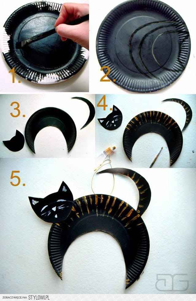 ساخت کاردستی گربه با استفاده از بشقاب یکبار مصرف