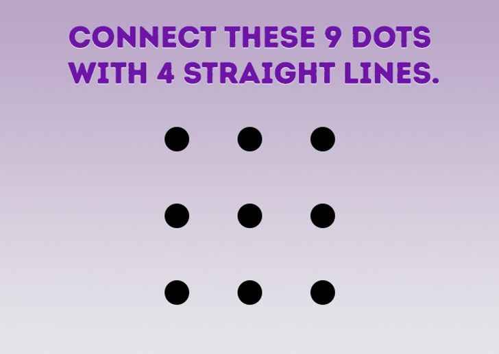 معمای اول اتصال نه نقطه با چهار خط