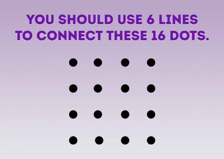 معمای فکری اتصال شانزده نقطه با شش خط به یکدیگر