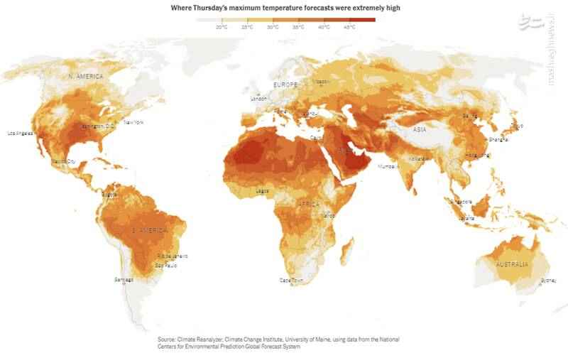 منطقه پوشش گرمای هوا در جهان