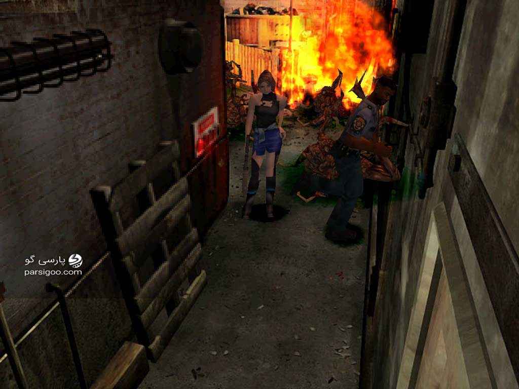 ملاقات با پلیس در خارج از ساختمان پلیس resident evil3 1999